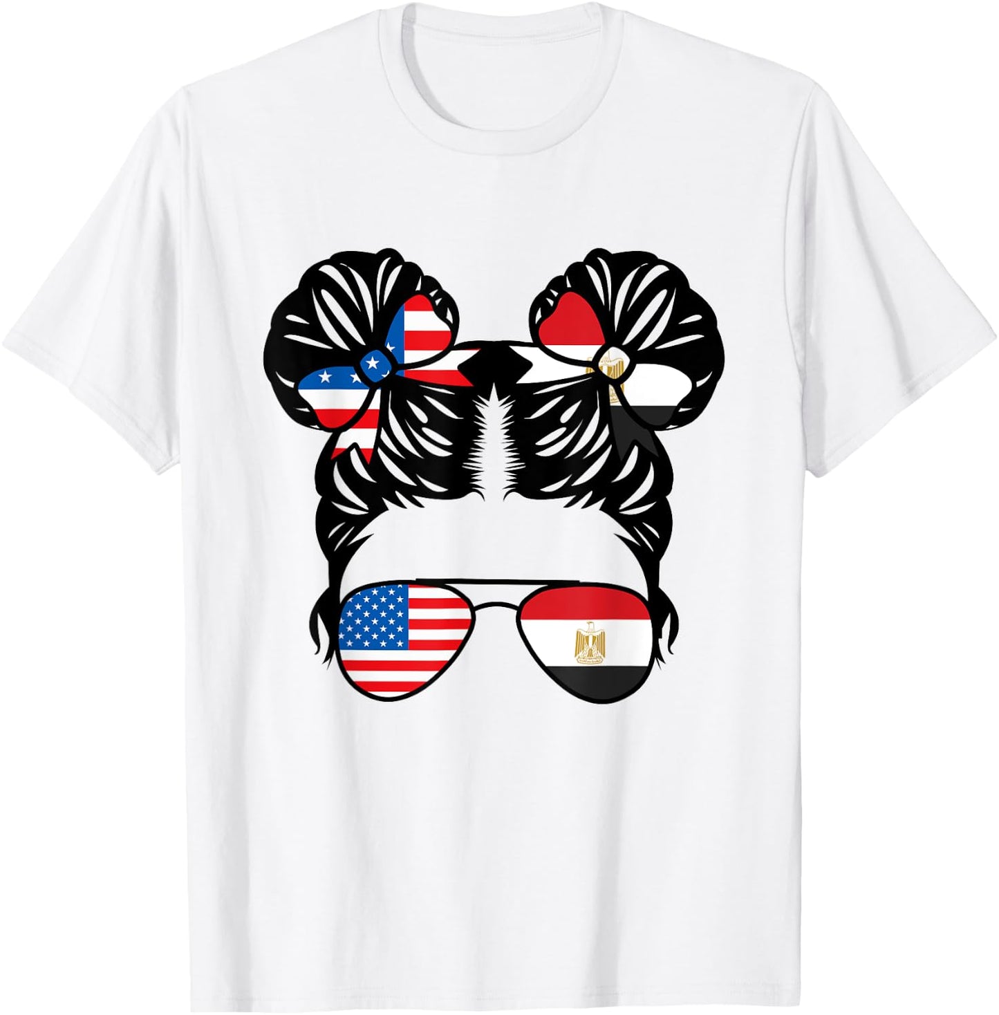 Half American Half Egyptian Girl USA Egypt Flag Patriot T-Shirt - T-Shirt | White