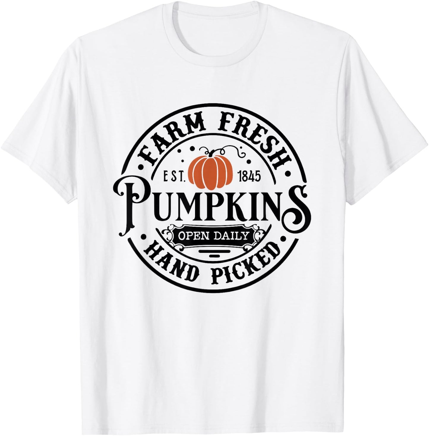 Farm Fresh Pumpkin Hand Picked Halloween Fall Thanksgiving T-Shirt - T-Shirt | White