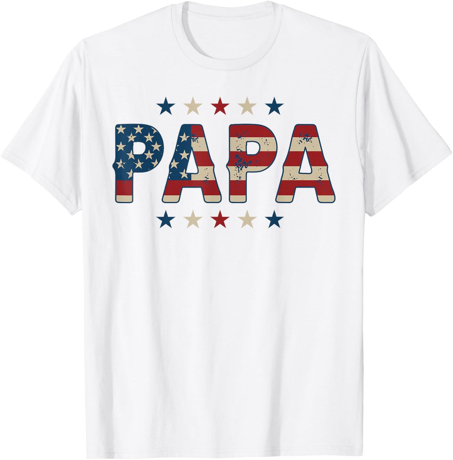 Papa Bold Patriotic American Flag Father's Day 4th of July T-Shirt - T-Shirt | White