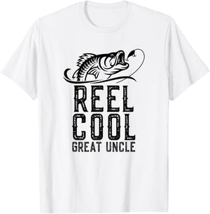 Reel Cool Great Uncle Fishing Fisherman Funny Retro T-Shirt - T-Shirt | White