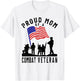 Proud Mom of a Combat Veteran Retro US Flag Military Family T-Shirt - T-Shirt | White