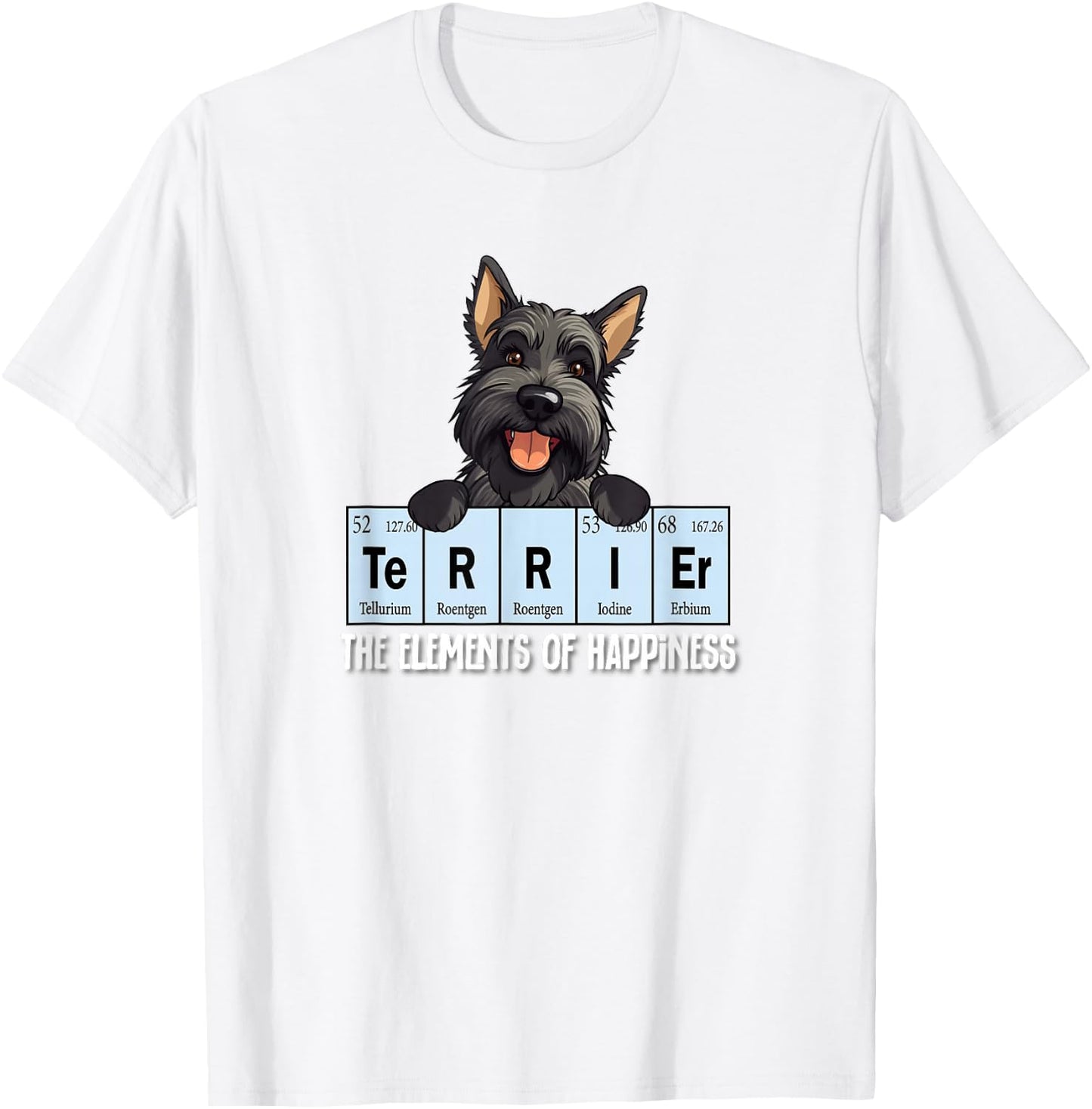 Cute Girls Elements Happiness Scottish Terrier Lover T-Shirt - T-Shirt | White