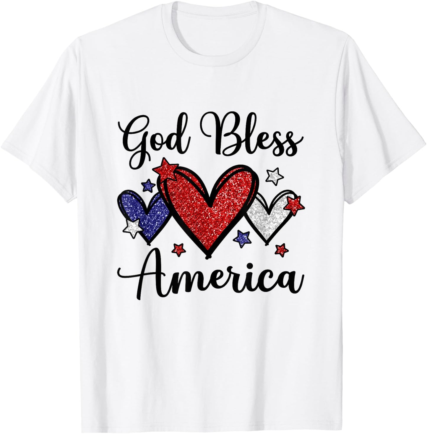 God Bless America Patriotic USA Flag Colors For Christians Kids Men T-Shirt - T-Shirt | White