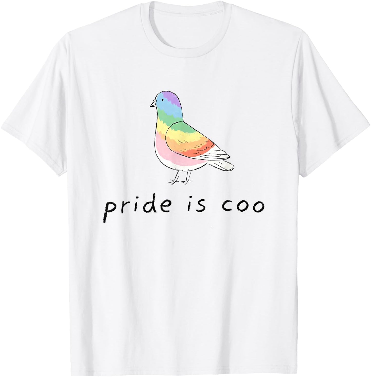 Pride is Coo Pigeon LGBTQ Gay Pride Month Ally Rainbow Bird T-Shirt - T-Shirt | White