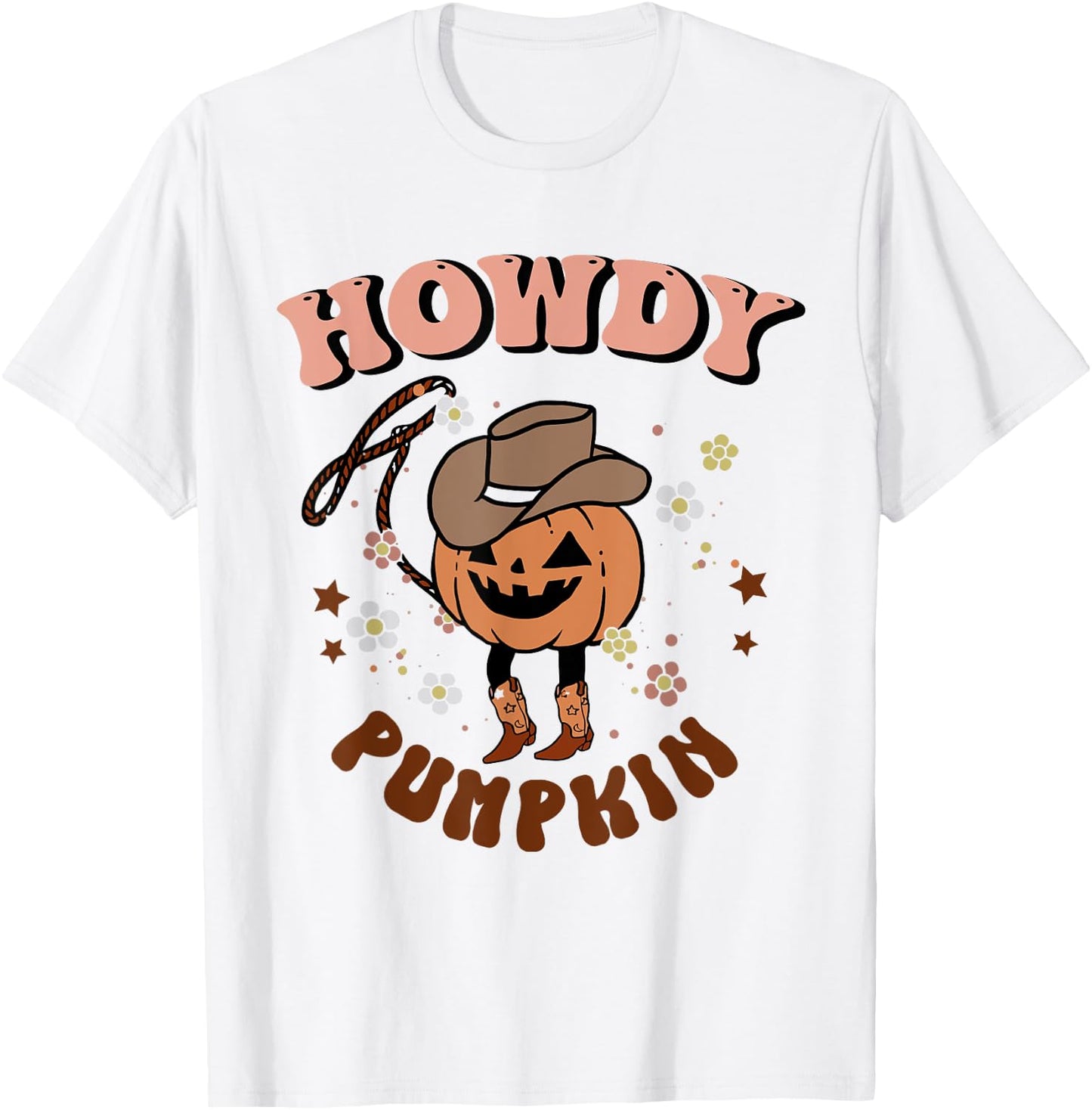 Howdy Pumpkin Rodeo Western Fall Southern Halloween T-Shirt - T-Shirt | White