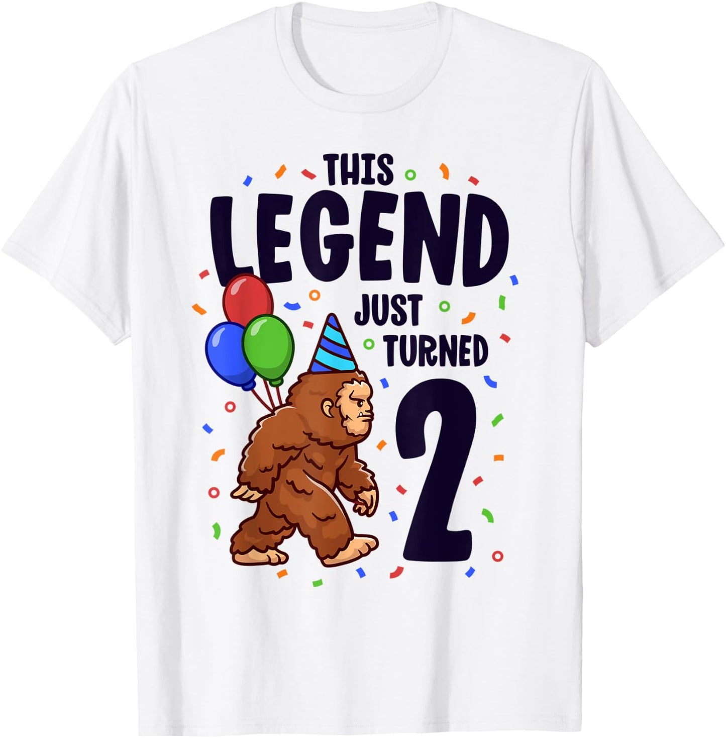 Bigfoot Second Birthday Party 2 Years Old Sasquatch Theme T-Shirt - T-Shirt | White