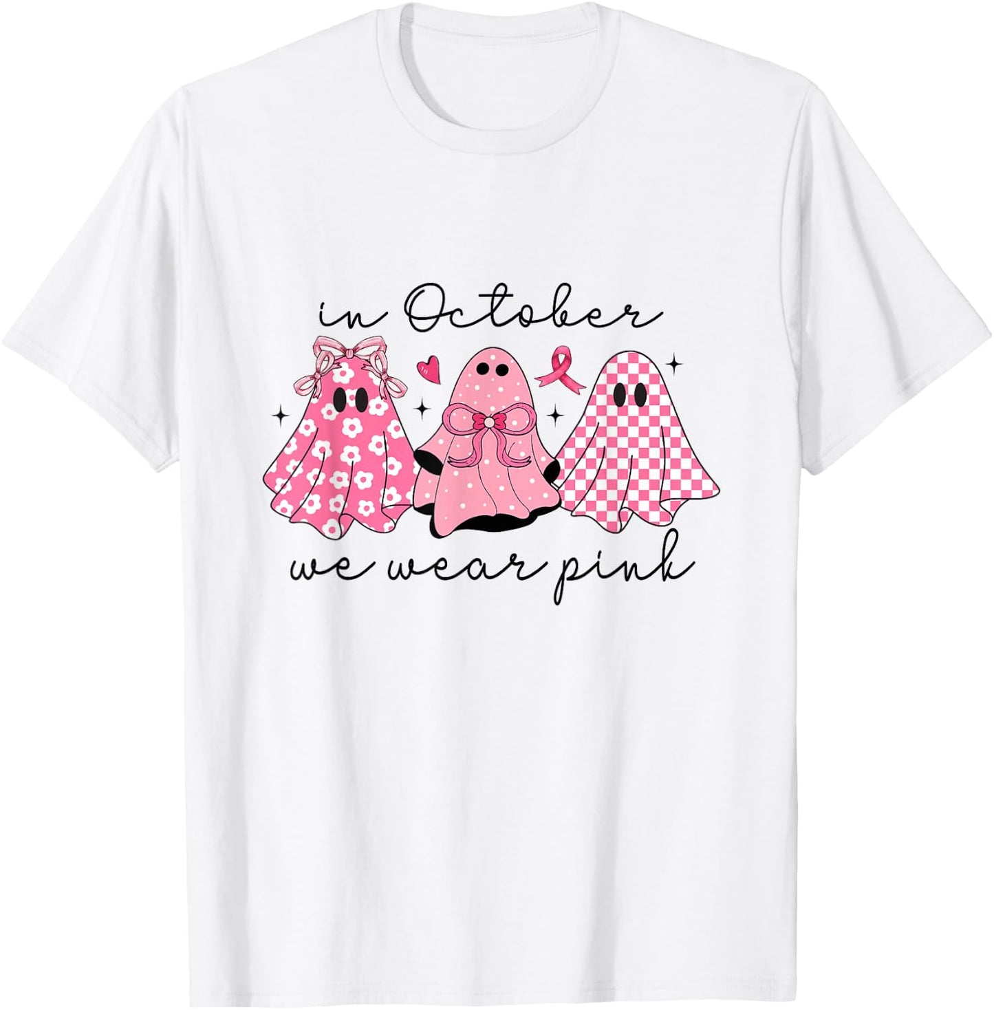 In October We Wear Pink Cute Ghost Women's T-Shirt - T-Shirt | White