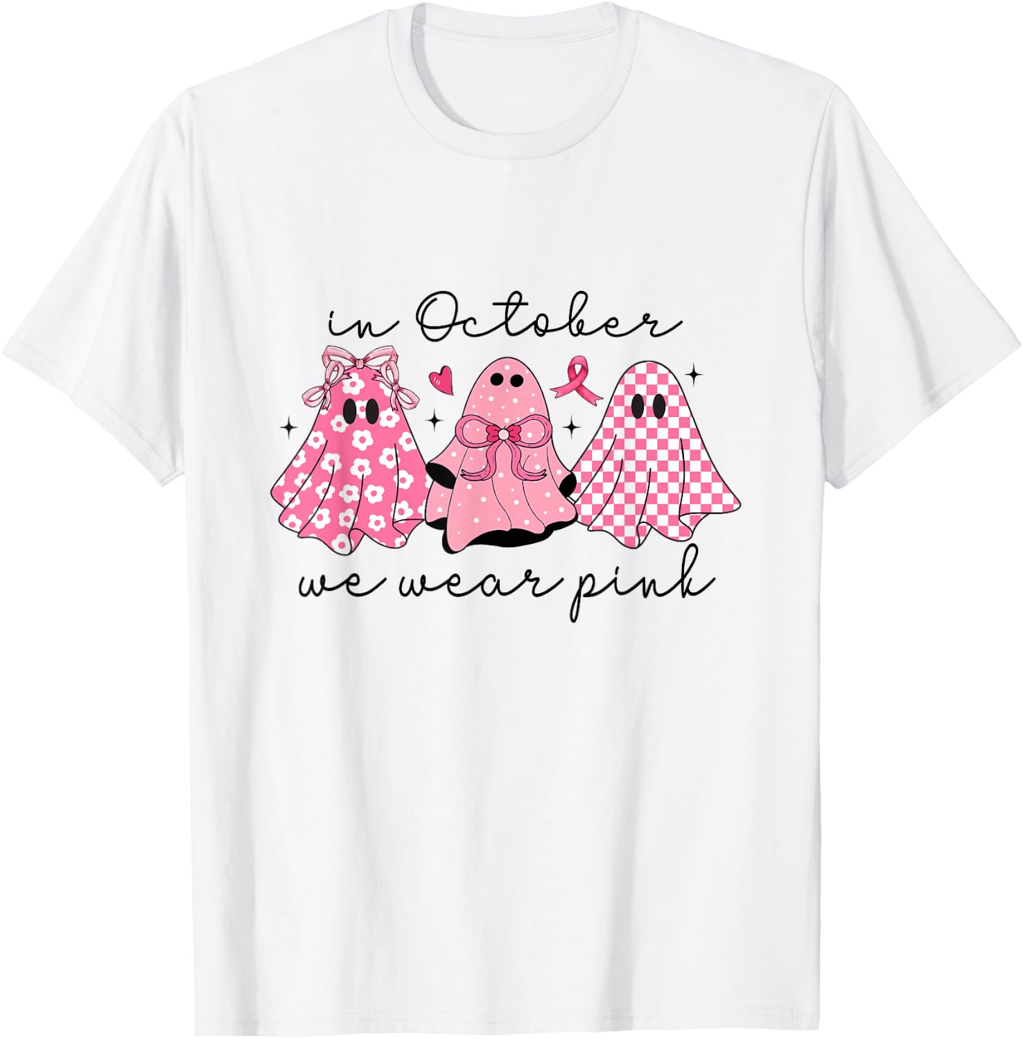 In October We Wear Pink Cute Ghost Women's T-Shirt - T-Shirt | White