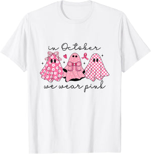 In October We Wear Pink Cute Ghost Women's T-Shirt - T-Shirt | White