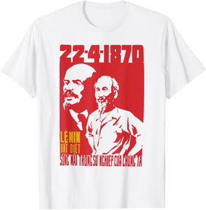 Lenin Lives In Our Lives - Vintage Vietnam Propaganda T-Shirt - T-Shirt | White