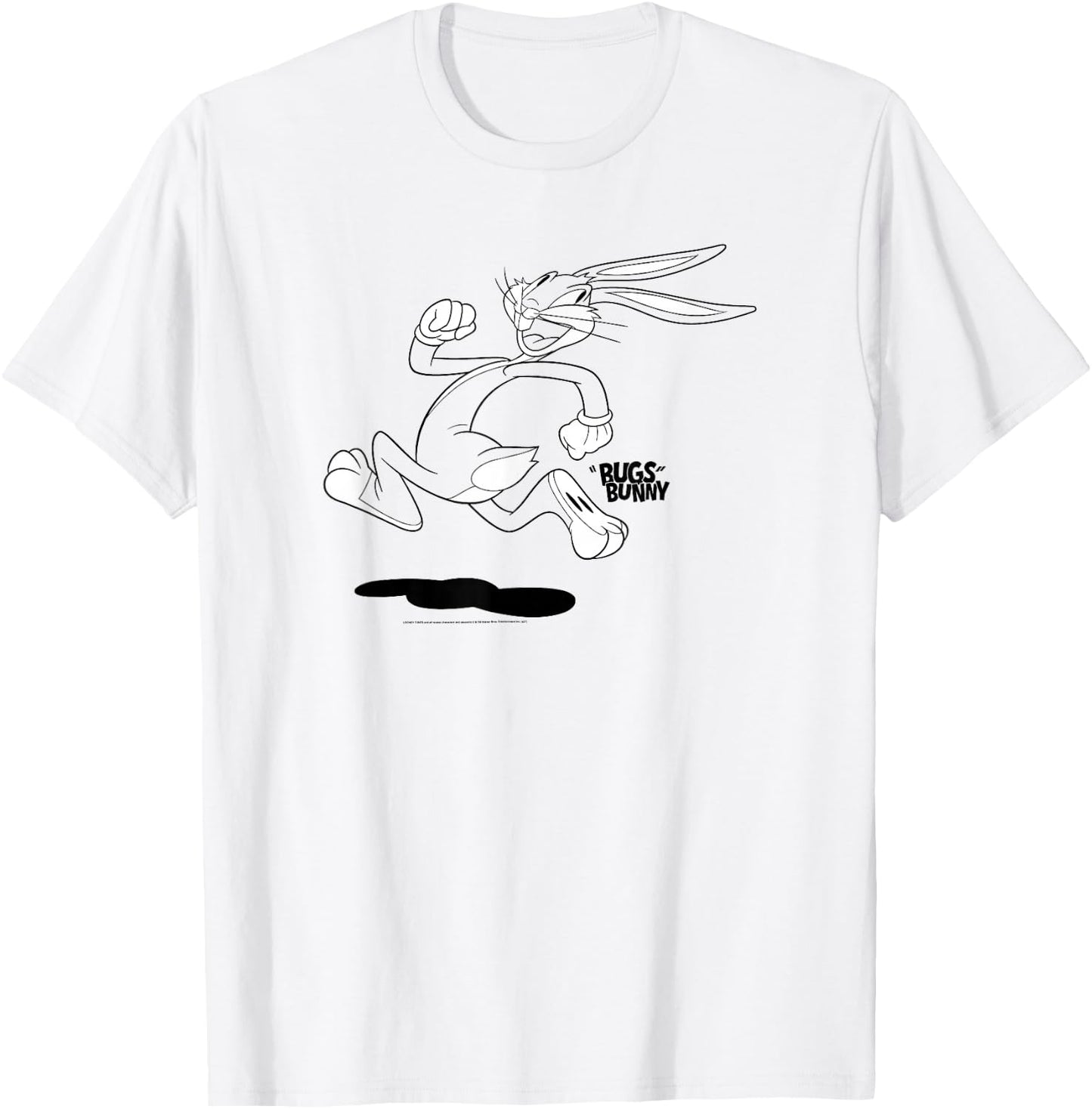 Looney Tunes Bugs Bunny Running Away Simple Outline T-Shirt - T-Shirt | White