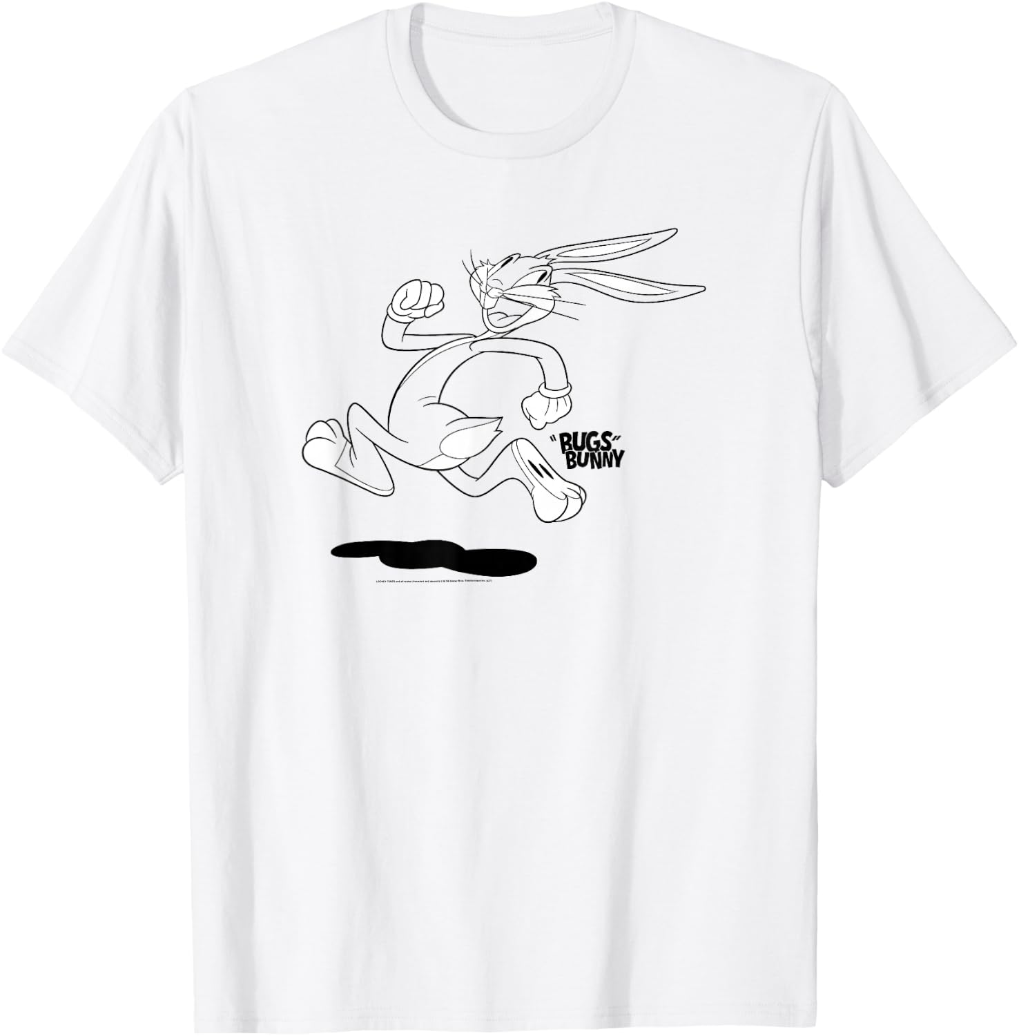 Looney Tunes Bugs Bunny Running Away Simple Outline T-Shirt - T-Shirt | White