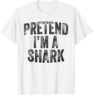 Pretend I'm A Shark Family Lazy Easy Halloween Party Costume T-Shirt - T-Shirt | White