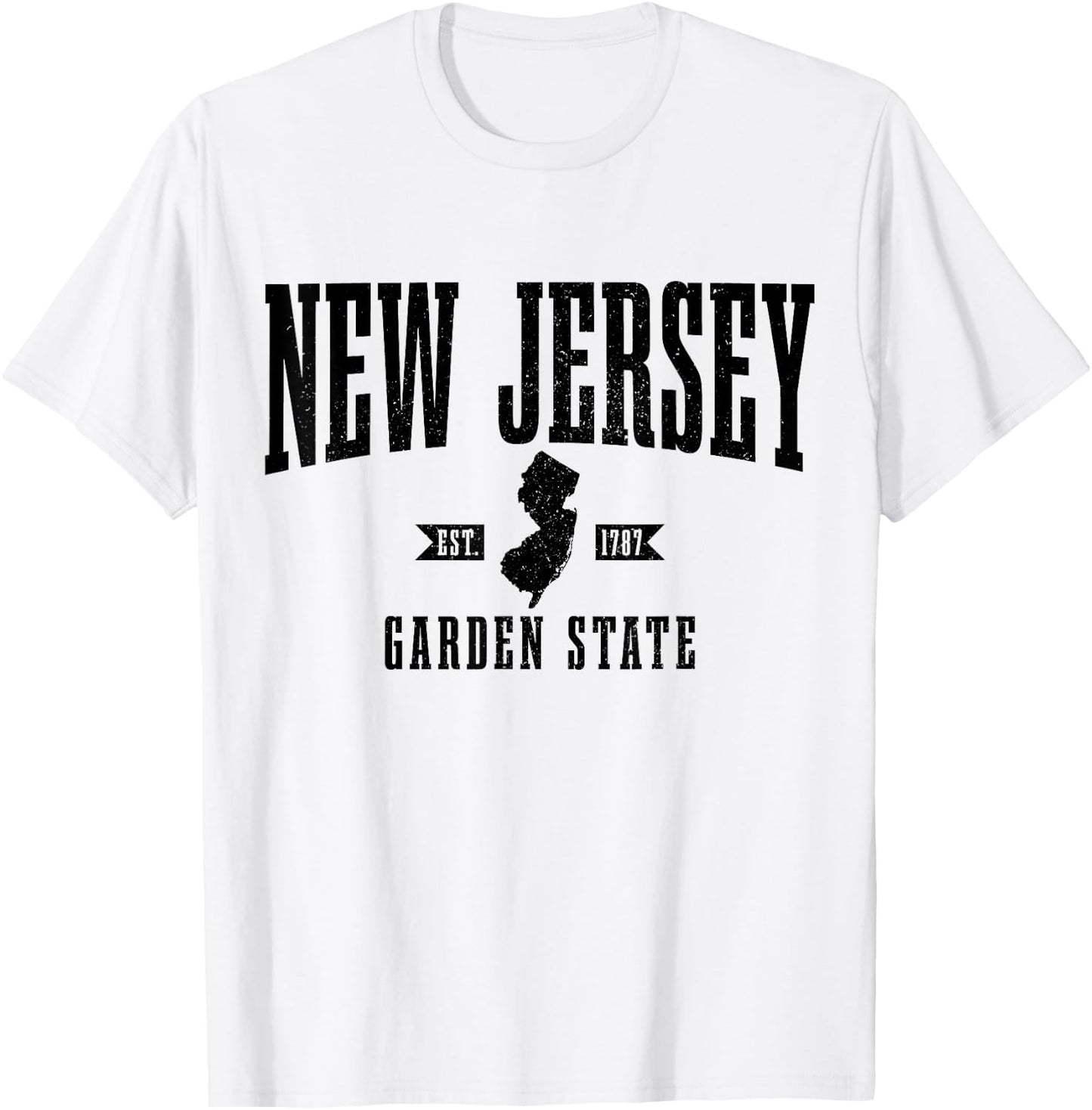 New Jersey Est. 1787 State Map Pride Vintage New Jersey T-Shirt - T-Shirt | White