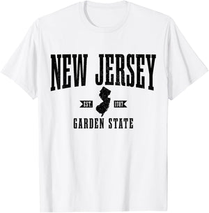 New Jersey Est. 1787 State Map Pride Vintage New Jersey T-Shirt - T-Shirt | White