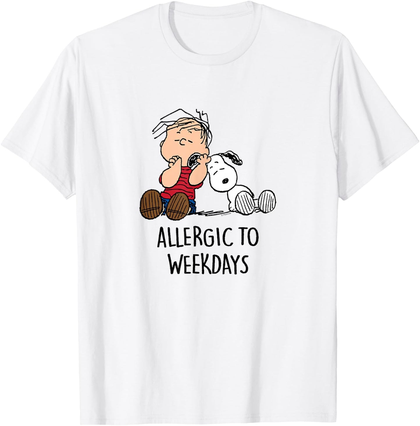 Peanuts - Linus & Snoopy - Allergic to Weekdays T-Shirt - T-Shirt | White