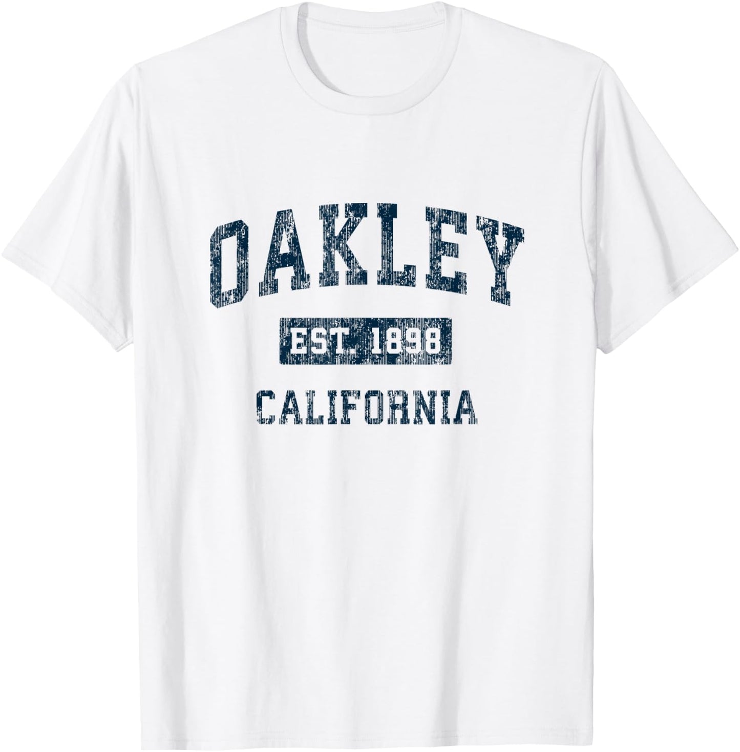 Oakley California CA Vintage Sports Design Marineblau Druck T-Shirt - T-Shirt | White