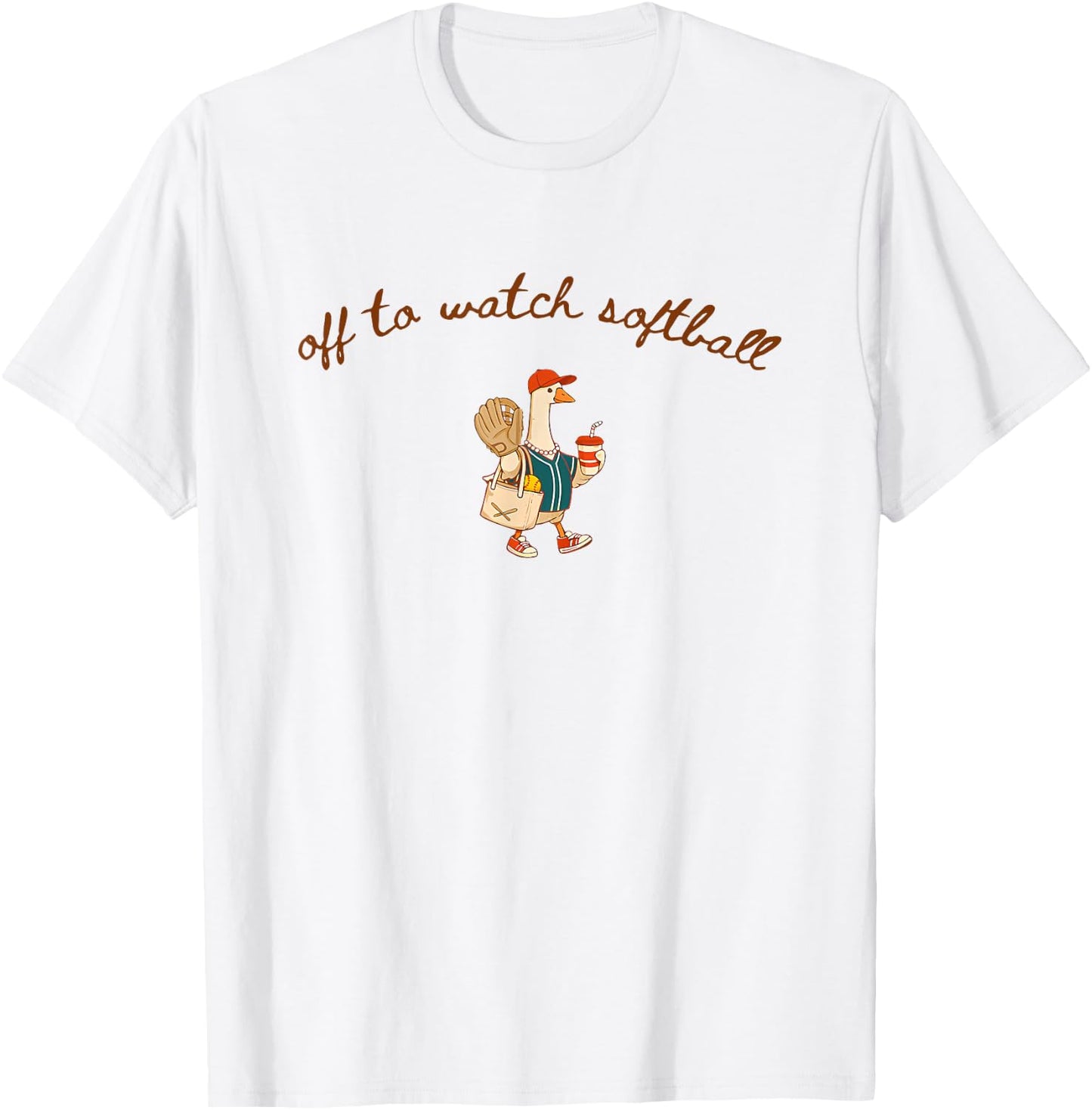 Off to Watch Softball Goose T-Shirt - T-Shirt | White