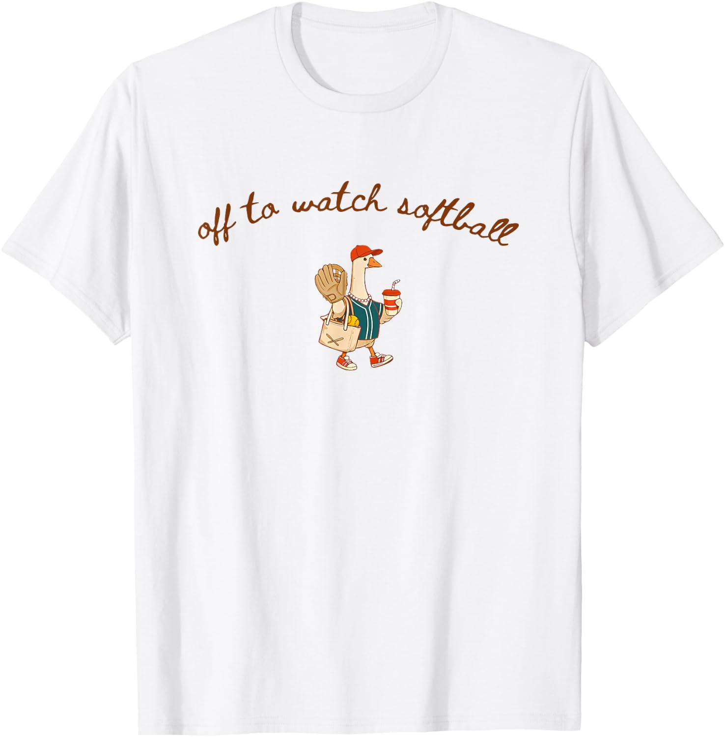 Off to Watch Softball Goose T-Shirt - T-Shirt | White