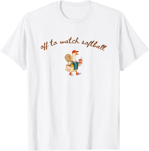 Off to Watch Softball Goose T-Shirt - T-Shirt | White