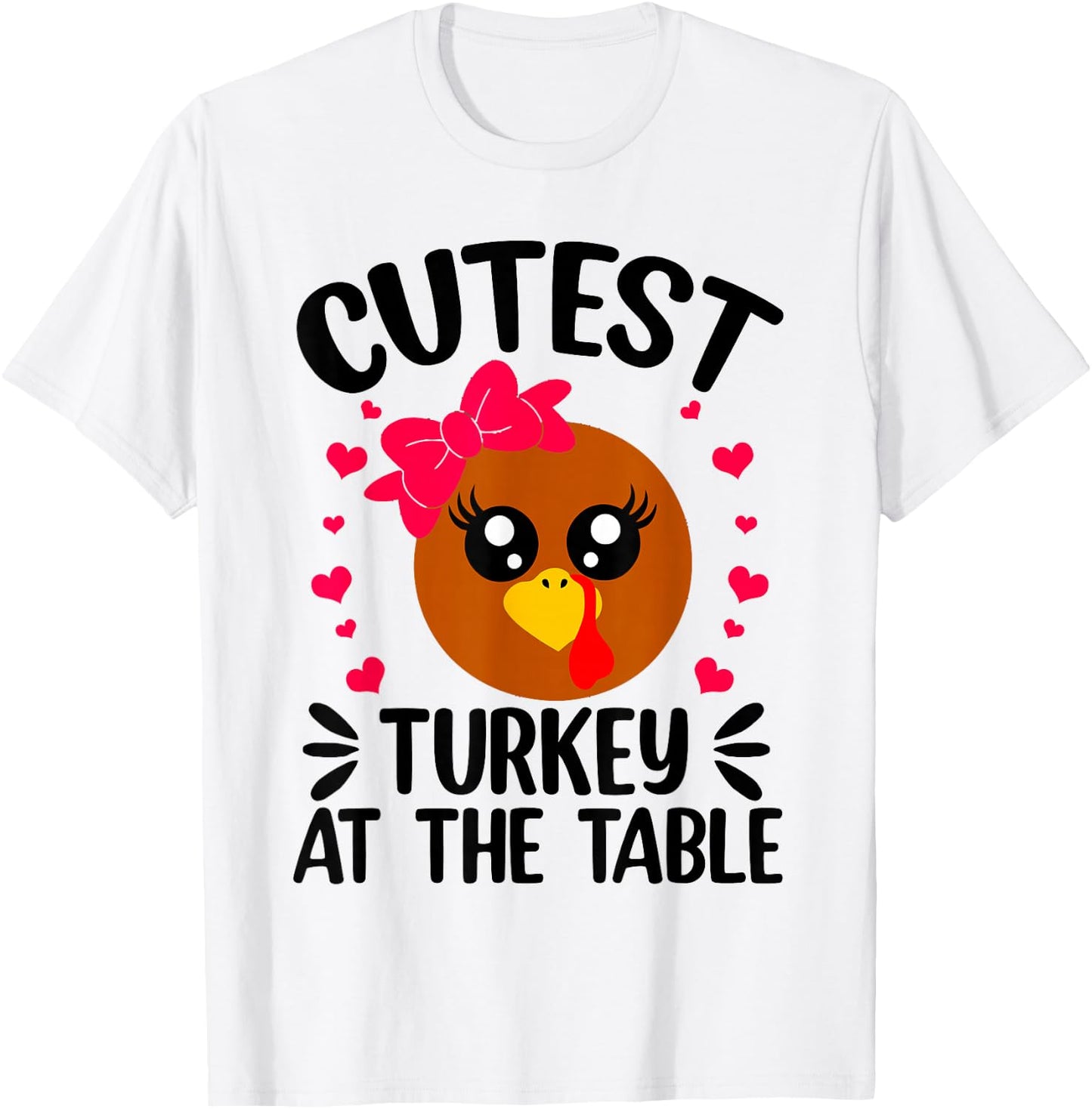 Thanksgiving Girl Cutest Turkey At The Table T-Shirt - T-Shirt | White