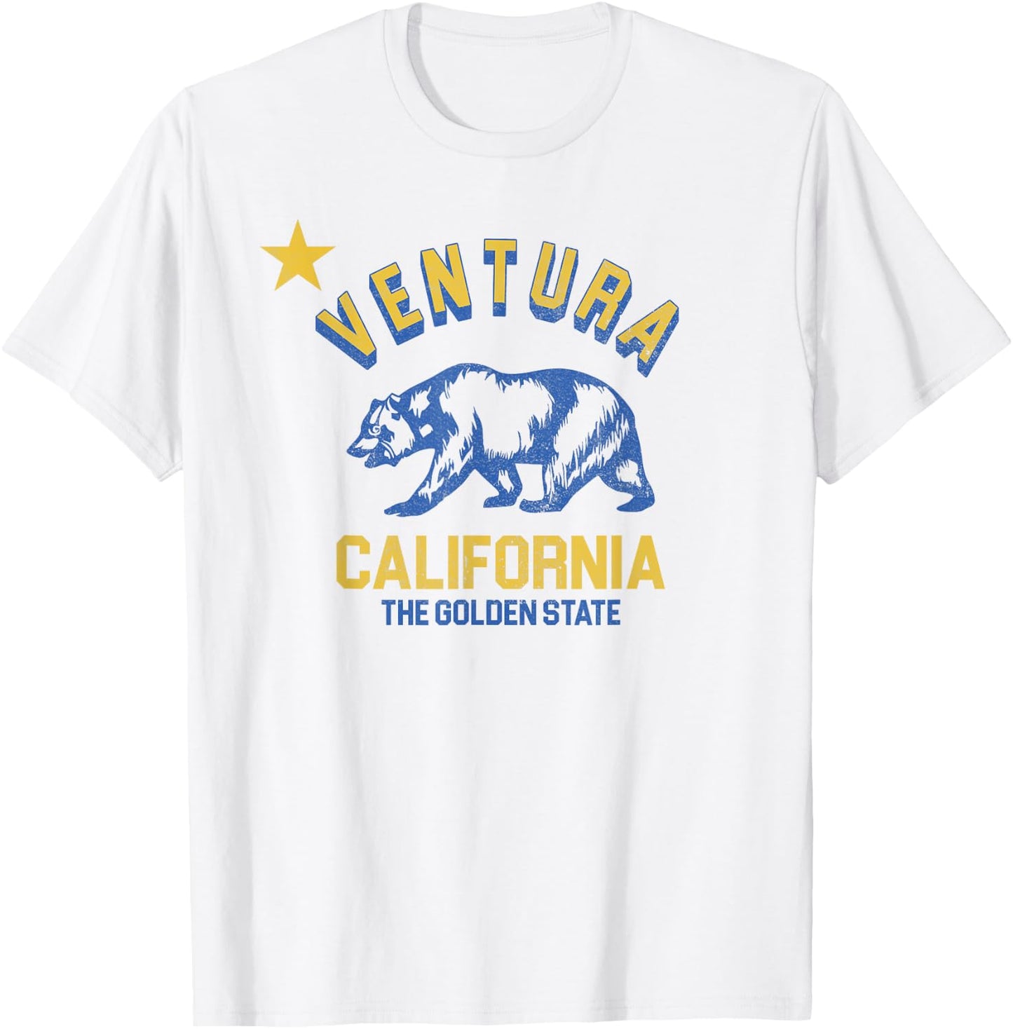 Ventura California Beach Flag Bear Surf CA Vintage Men Women T-Shirt - T-Shirt | White