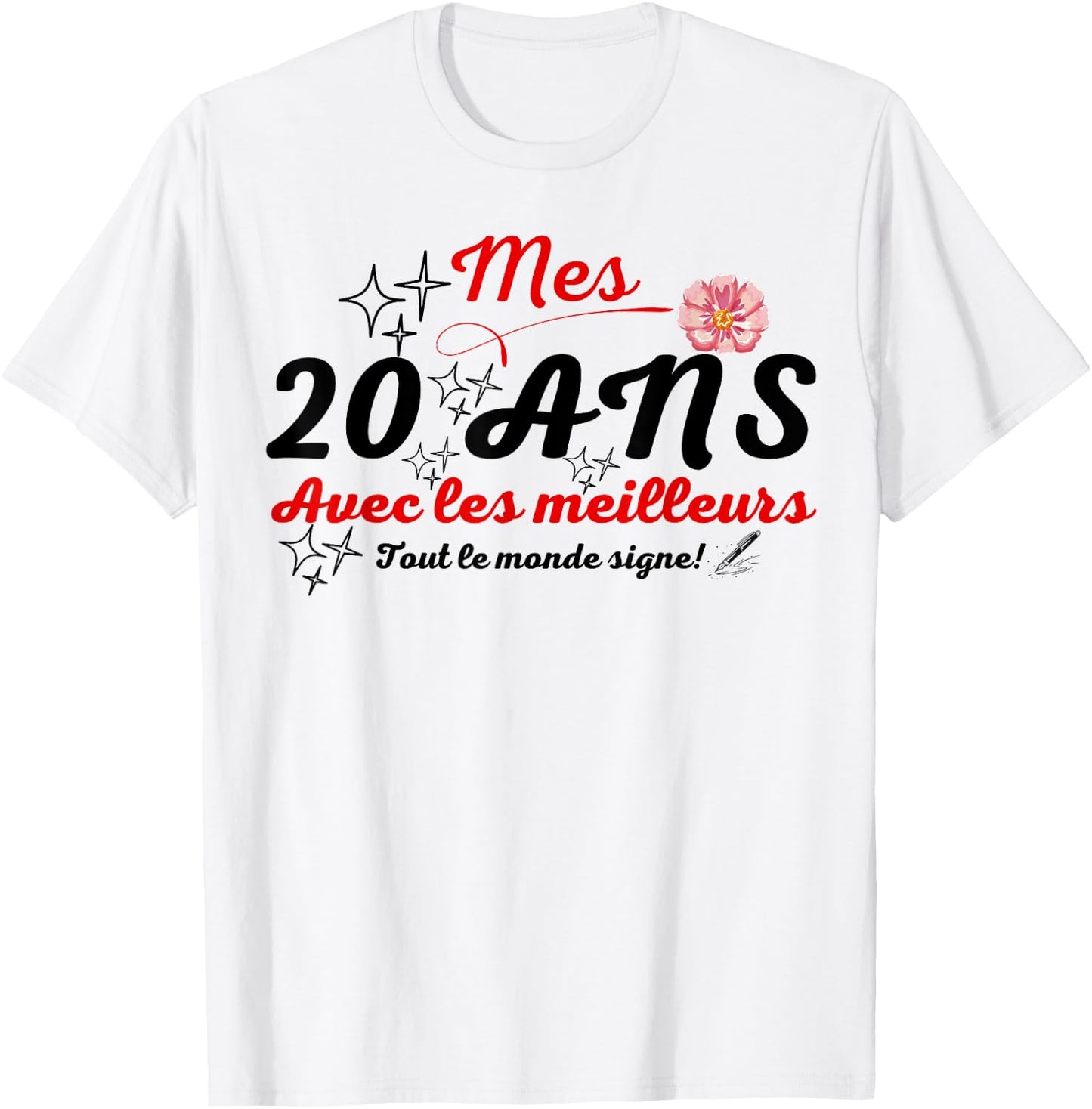 A signer 20 ans anniversaire gift anniv 20 years signature T-Shirt - T-Shirt | White