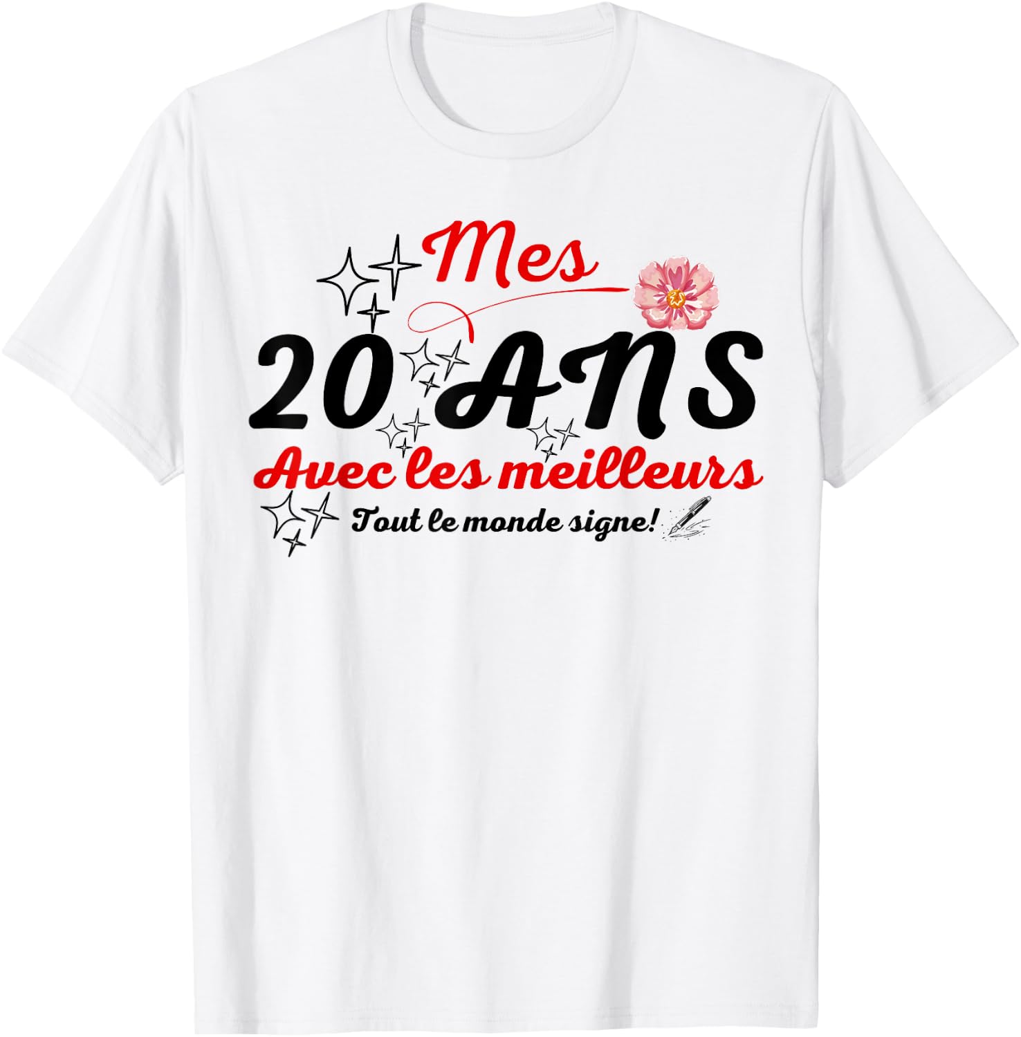 A signer 20 ans anniversaire gift anniv 20 years signature T-Shirt - T-Shirt | White