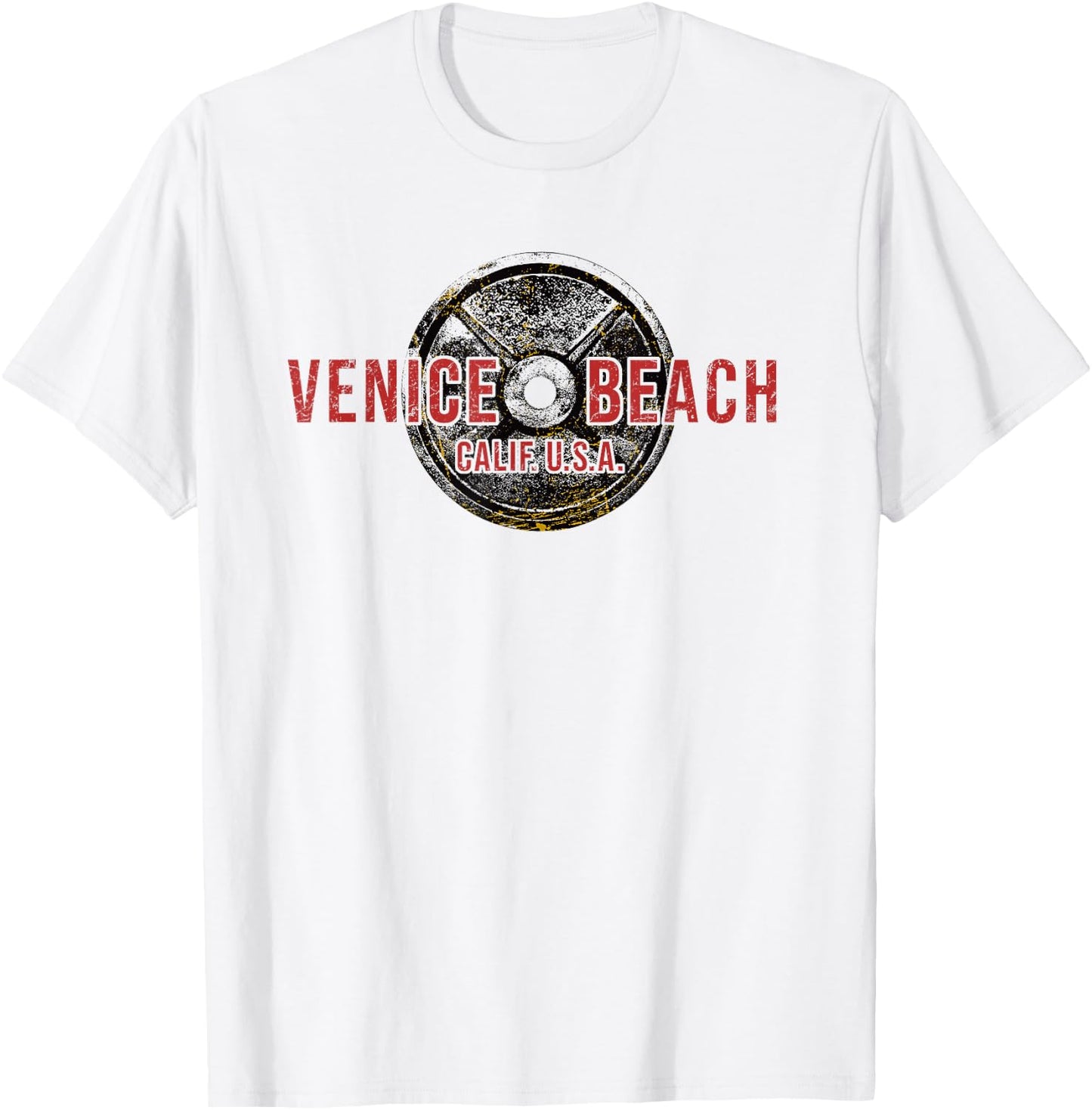 Bodybuilding Venice Beach California Weightlifting Gym T-Shirt - T-Shirt | White