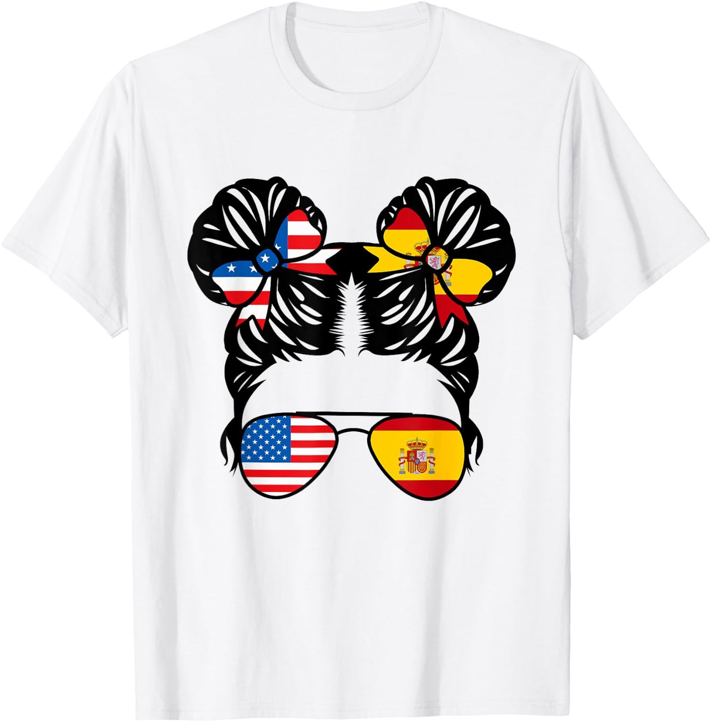 Half American Half Spanish Girl USA Spain Flag Patriot T-Shirt - T-Shirt | White