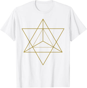 Sacred Geometry Star Tetrahedron Merkaba T-Shirt - T-Shirt | White