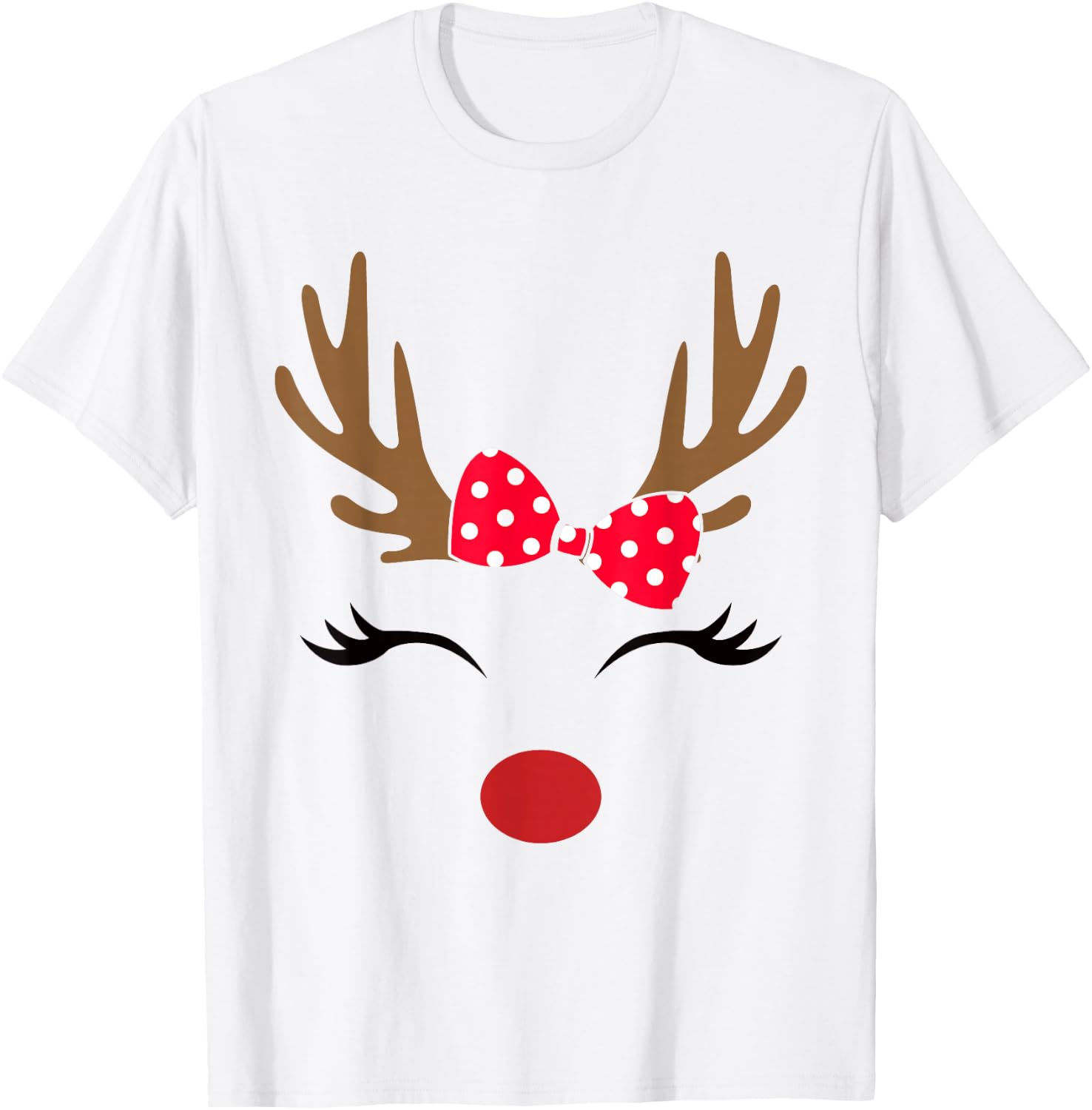 Reindeer Face Glasses Leopard Christmas Costume Girls T-Shirt - T-Shirt | White