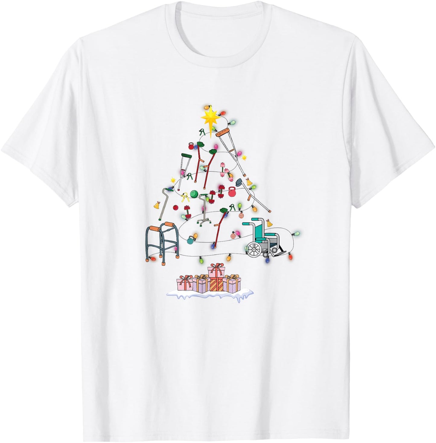 Funny Physical Therapy Christmas Tree For PT Therapist T-Shirt - T-Shirt | White
