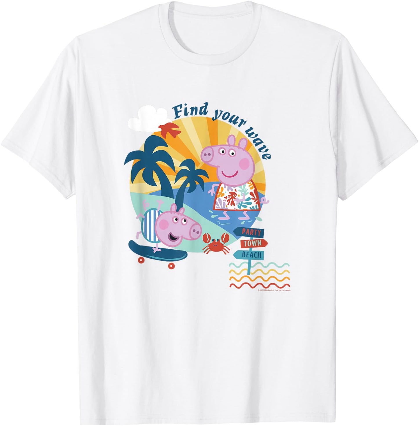 Peppa Pig Find Your Wave Summer Time Fun At The Beach T-Shirt - T-Shirt | White