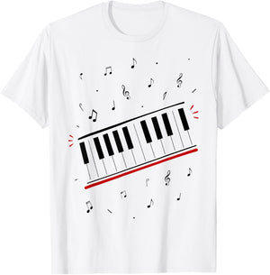 Piano Beat Keyboard Musiknoten Pianist Musikinstrument T-Shirt - T-Shirt | White