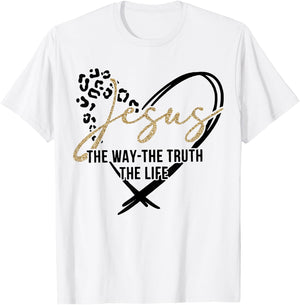 Jesus The Way The Truth The Life, Jesus, Leopard Gepard T-Shirt - T-Shirt | White