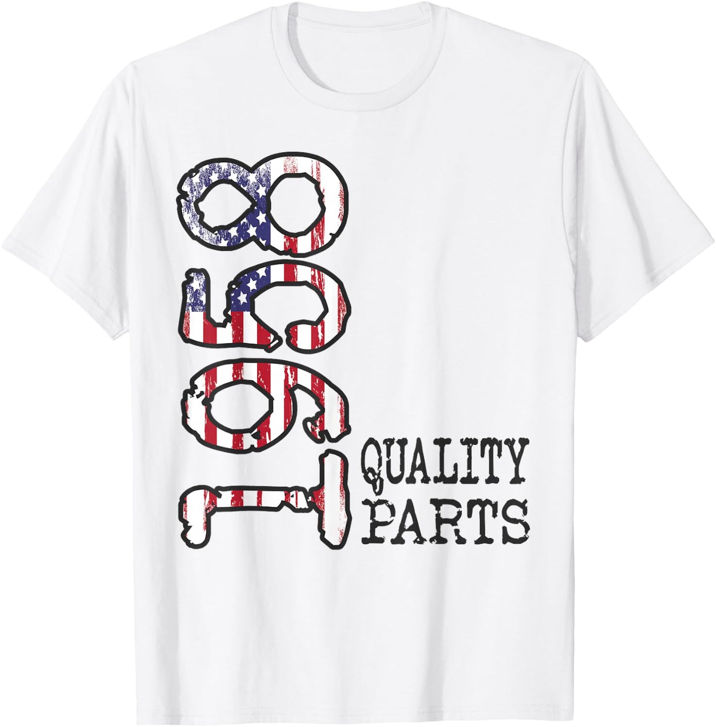 1958 Quality Parts, Bold Vintage Flag 1958 Birthday Gift T-Shirt - T-Shirt | White