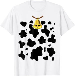 Funny Cow Costume Easy Calf DIY Halloween Cow Print Animals T-Shirt - T-Shirt | White