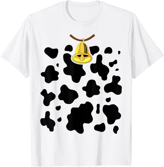 Funny Cow Costume Easy Calf DIY Halloween Cow Print Animals T-Shirt - T-Shirt | White