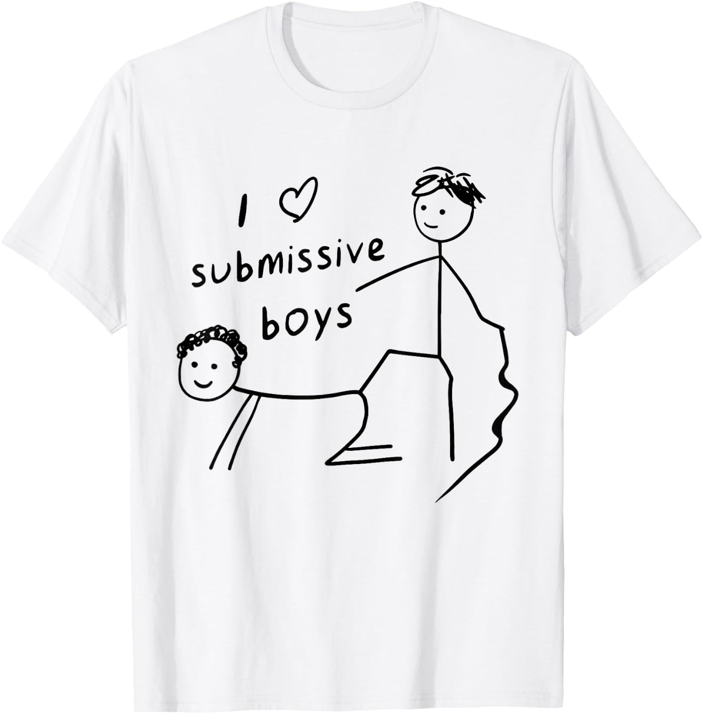 I Heart Submissive Boys Stick Figure Funny Quotes T-Shirt - T-Shirt | White