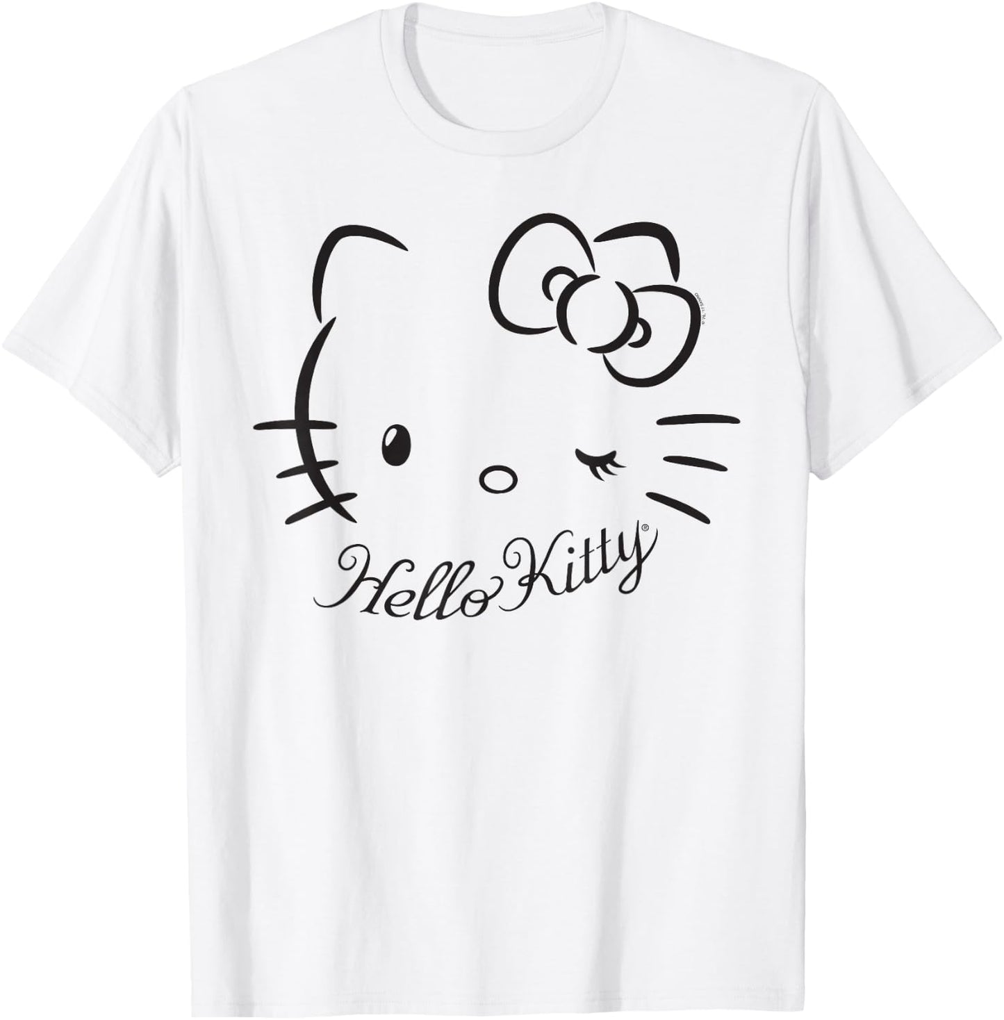 SANRIO Hello Kitty Winking , Women's Casual Classic Cartoon Letter Print , Grey, Small T-Shirt - T-Shirt | White