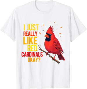 Red Cardinal Bird Women Men Girl Boys Northern Cardinal T-Shirt - T-Shirt | White