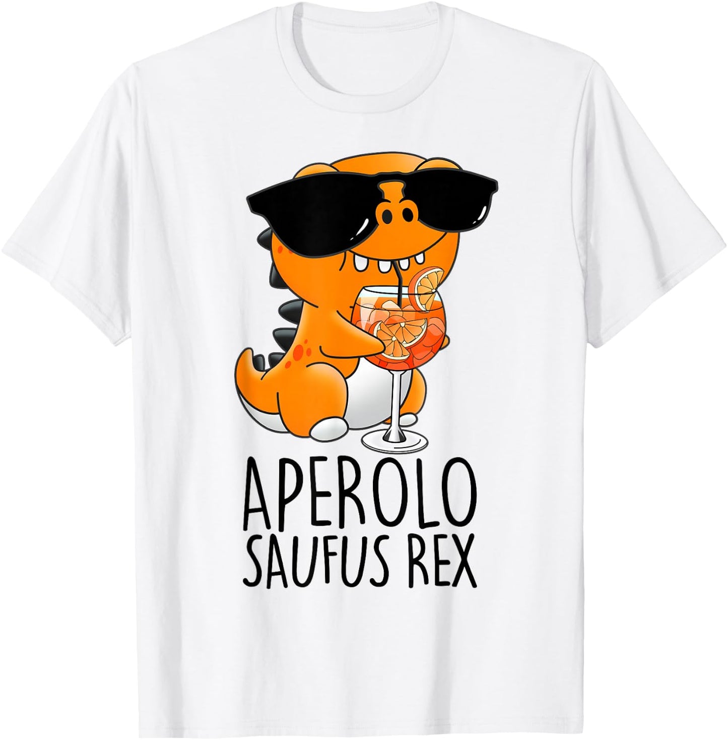APEROLO SAUFUS REX X THEY SEE ME APEROLLIN' DINO WINE VINO , White T-Shirt - T-Shirt | White