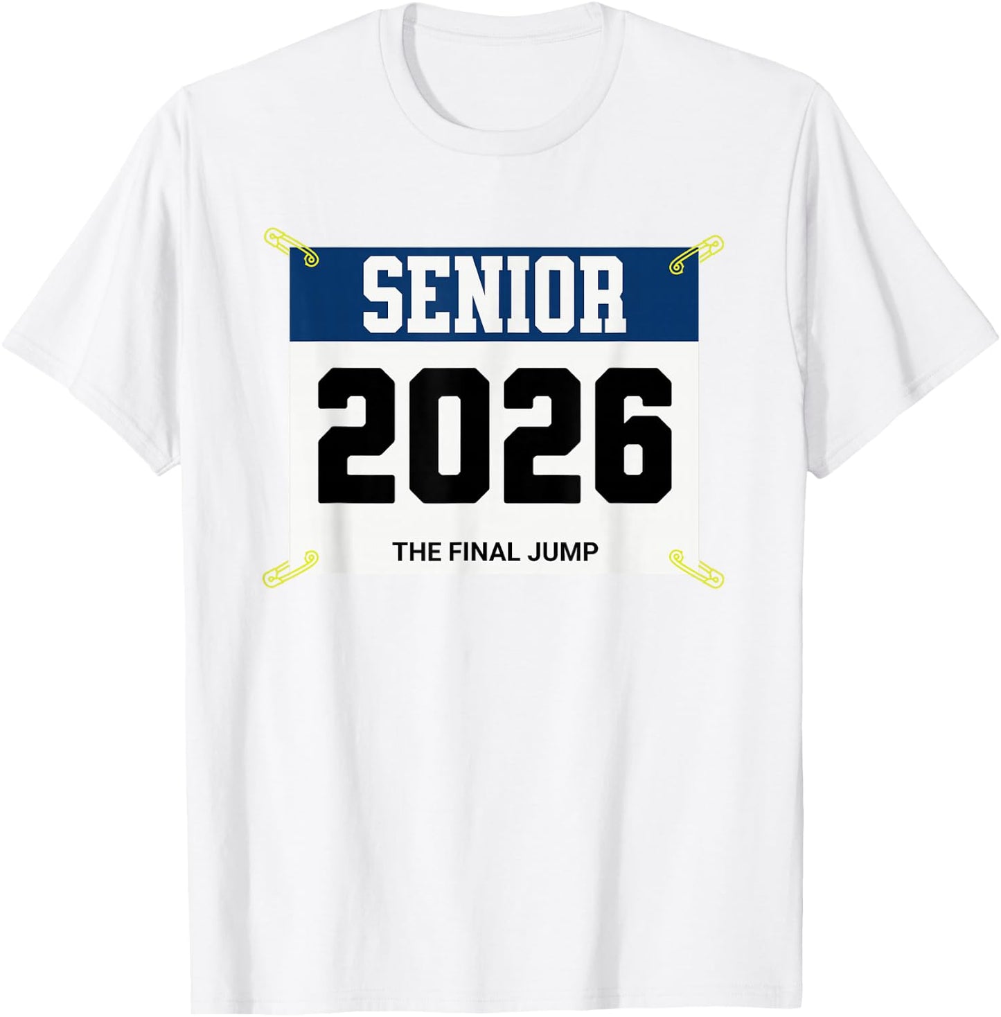 Track and Field Senior 2026 Race Bib The Final Jump T-Shirt - T-Shirt | White
