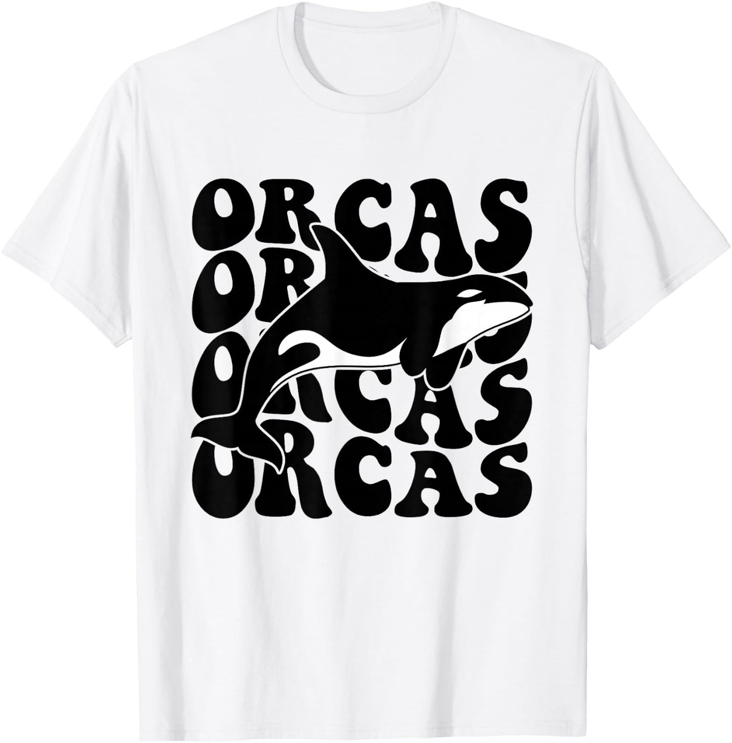 Orcas - Orca Whale Groovy Retro T-Shirt - T-Shirt | White