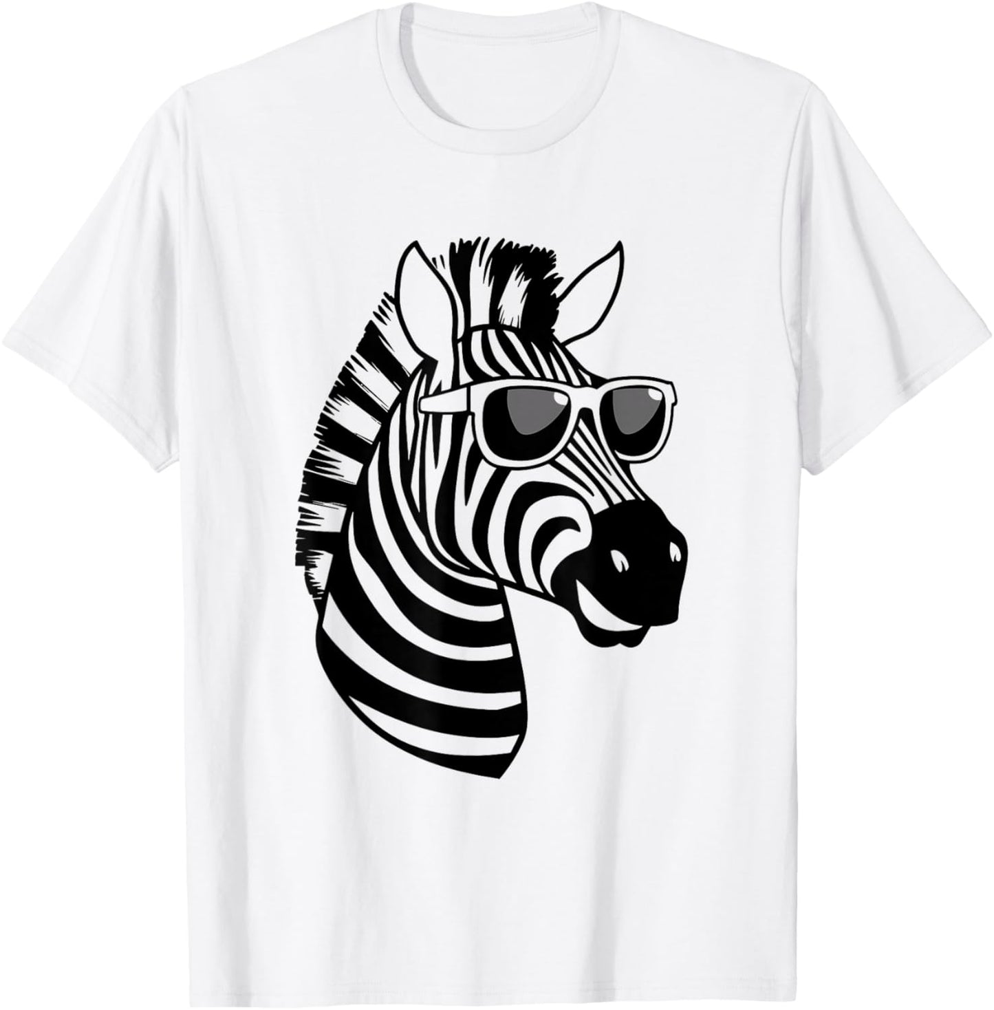 Funny Zebra with Sunglasses , White T-Shirt - T-Shirt | White