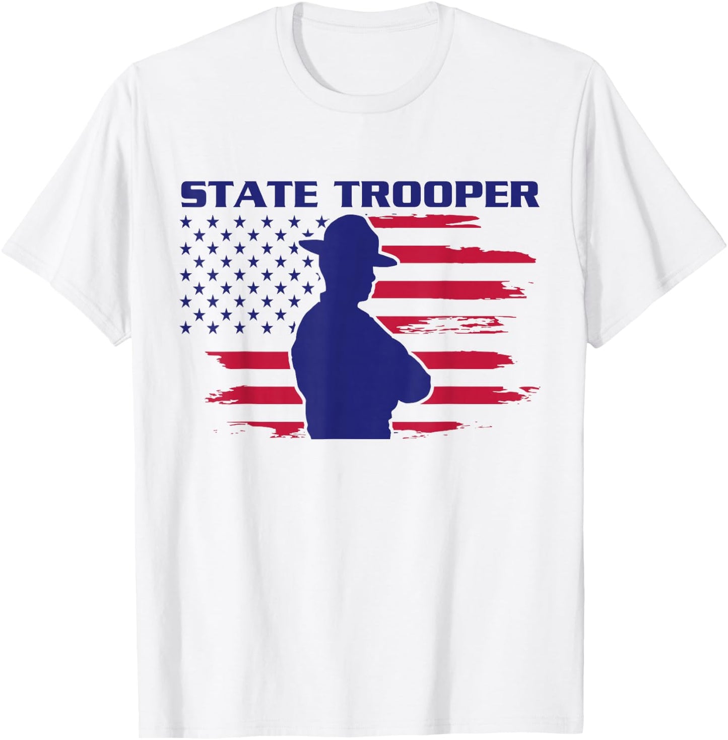 State Trooper American Flag, Highway Trooper, State Trooper T-Shirt - T-Shirt | White