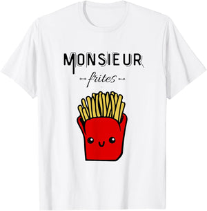 Funny Mr Fries Gift Potato Fast Food Humour , grey, S T-Shirt - T-Shirt | White