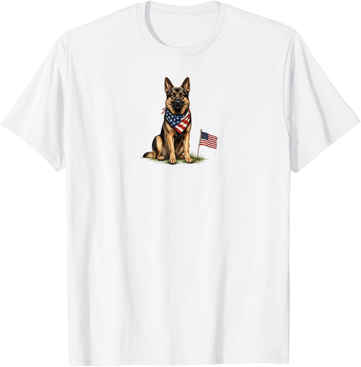German Shepherd Dog 4th of July American USA Flag Dog Mom T-Shirt - T-Shirt | White