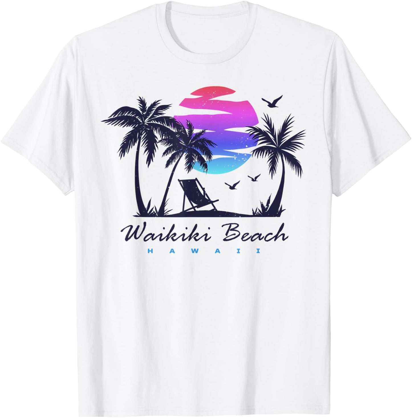 WAIKIKI BEACH HAWAII Family Vacation Retro Vintage Sunset Women Kids T-Shirt - T-Shirt | White